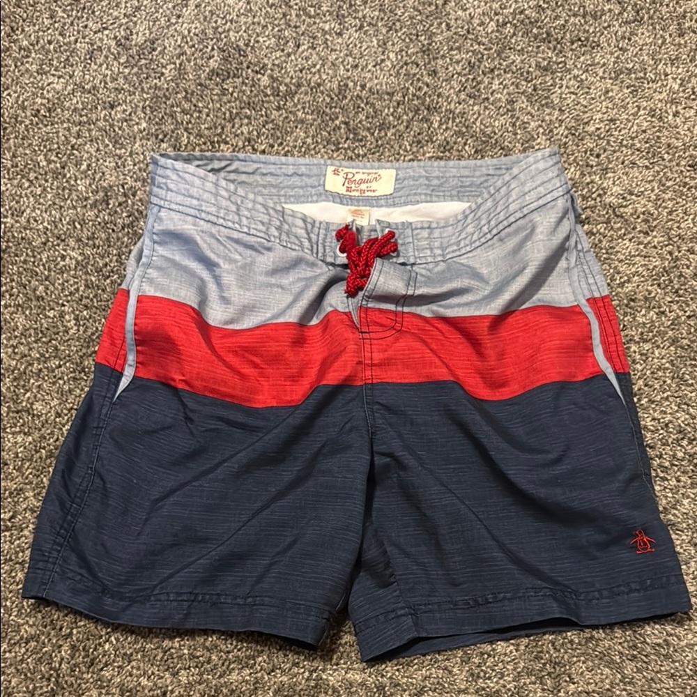 Original Penguin Red and Blue Board Shorts Swim